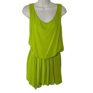 Alice + Olivia Vibrant Green Sleeveless  Silk Dress